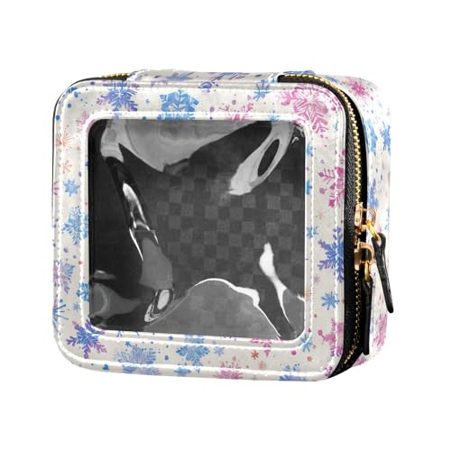 FRODOTGV Mini-Make-up-Tasche mit niedlichen Giraffen, Wolken, transparent, für Geldbörse, Reise-Kulturbeutel, tragbarer Kosmetik-Organizer für Mädchen und Frauen, Weihnachten mit Schneeflocken, 1 Size von FRODOTGV