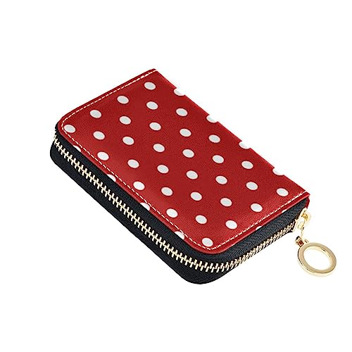 FRODOTGV Minimalistische kleine Karten-Organizer-Geldbörse für Damen, RFID-Kartenhalter, Leder, Reißverschlusstasche, für die Arbeit, Rot Minimalist, 1 size, Classic von FRODOTGV