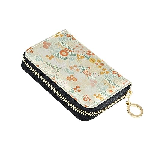 FRODOTGV Moderne kleine Geldbörse mit Herbstblumen-Motiv, Kartenhalter für Mädchen, risikofrei, RFID-Kartenhalter, Leder, Reißverschlusstasche, Geldbörse, Zeitgenössische Herbstblume, 1 size, Classic von FRODOTGV