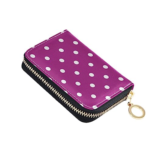 FRODOTGV Modernes Mini-Kreditkartenetui für Damen, RFID-Geldbörse, Leder, Reißverschluss, Kreditkartenfächer für Reisen, gepunktet, Violett, violett mit weißen punkten, 1 size, Classic von FRODOTGV