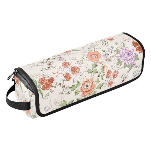 FRODOTGV Nahtlose Aquarell-Blumen-Haar-Werkzeug-Reisetasche für Frauen und hitzebeständige Matte, tragbarer Organizer, tragbare Reise-Tragetasche, Nahtlose Aquarellblumen, 1 Size von FRODOTGV