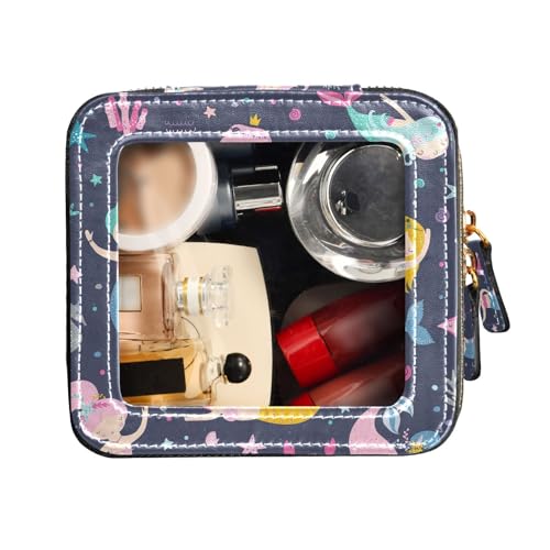 FRODOTGV Nahtlose Kinder-Kulturbeutel, niedlich, Meerjungfrauen, perfekte Reise-Kulturbeutel, transparent, kleine Make-up-Tasche für Geldbörse, Make-up-Tasche, Organizer, Nahtlose kindliche, niedliche von FRODOTGV
