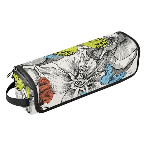 FRODOTGV Nahtloses Muster, blühende Rosen, fliegende Schmetterlinge, Haar-Werkzeuge, Reisetasche und hitzebeständige Matte mit Reißverschluss, wasserdicht, Reise-Organizer für Glätteisen, heiße von FRODOTGV