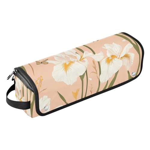 FRODOTGV Nature Lily Hot Pink Hot Hair Tools Reisetasche und hitzebeständige Matte mit Reißverschluss für Damen, herausnehmbare Essentials Aufbewahrung für heiße Werkzeuge, Glätteisen, Haarvolumizer von FRODOTGV