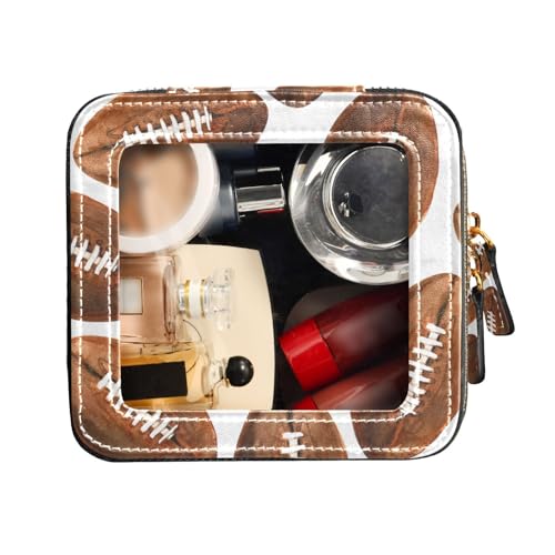 FRODOTGV Niedliche Make-up-Tasche, transparent, Aquarell-brauner Fußball, Reise-Kulturbeutel, tragbarer Make-up-Organizer, Aquarell, brauner Fußball, 1 Size von FRODOTGV