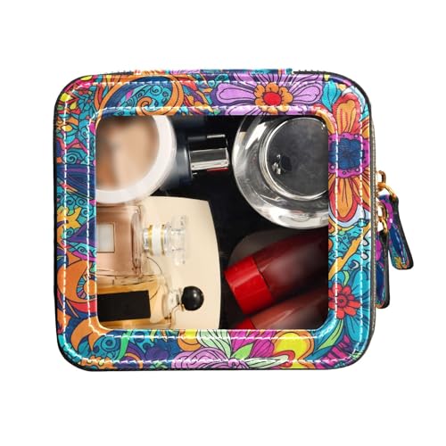 FRODOTGV Niedliche Make-up-Tasche, transparent, Kulturbeutel mit Reißverschluss, Leder-Organizer-Tasche, handgezeichnete Kaktus-Illustration, Handgezeichnete Kaktus-Illustration, 1 Size von FRODOTGV