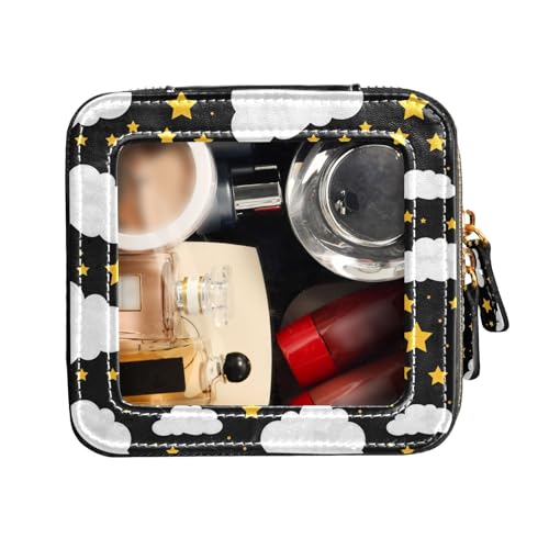 FRODOTGV Niedliche Make-up-Tasche, transparente Reisetaschen für Toilettenartikel, tragbarer Make-up-Organizer, Sterne, weiße Wolke, Sterne, weiße Wolke, 1 Size von FRODOTGV