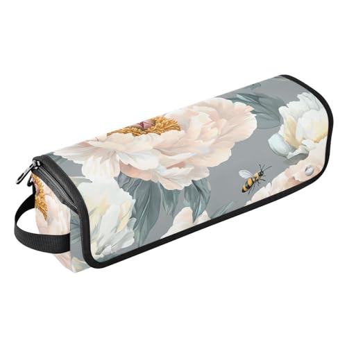 FRODOTGV Niedliche Pfingstrosen, graues Haar-Werkzeug-Reisetasche für Damen, mit hitzebeständiger Matte, Reiseetui für Damen, wasserdichte Lockenstab-Tasche, wichtige Aufbewahrung FRODOTGV Niedliche Pfingstrosen, graues Haar-Werkzeug-Reisetasche für Damen, mit hitzebeständiger Matte, Reiseetui für Damen, wasserdichte Lockenstab-Tasche, wichtige Aufbewahrung von FRODOTGV