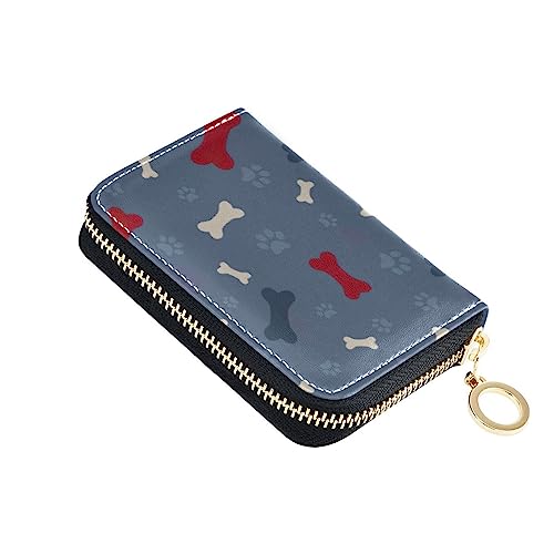 FRODOTGV Niedliche Printfoot Knochen Blau Mini Wallet Kartenhalter für Frauen risikofrei RFID-blockierende Geldbörsen Leder Reißverschlusstasche Geldbörse, Cute Printfoot Bones Blue, Einheitsgröße, von FRODOTGV