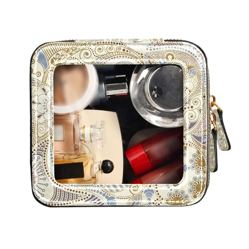 FRODOTGV Niedliche Reise-Make-up-Tasche, transparent, helles Blumenmuster, Kulturbeutel, Leder-Organizer-Tasche, Helles Blumenmuster, 1 Size von FRODOTGV