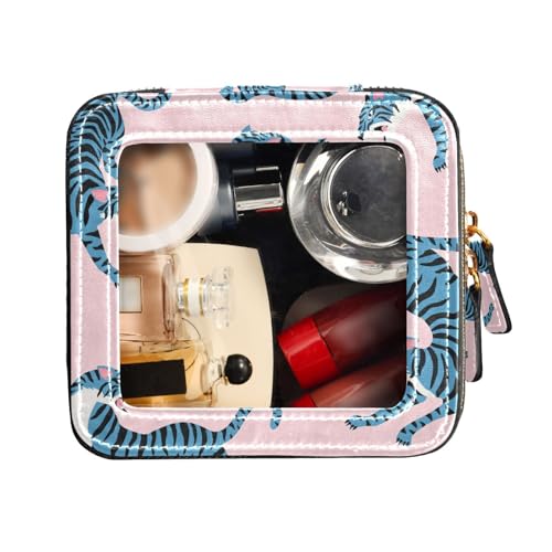 FRODOTGV Niedliche Reise-Make-up-Tasche, transparente Reisetaschen für Toilettenartikel, Make-up-Tasche, Organizer, niedliche Tiger, Blau / Pfirsich, Cute Tigers Blue Pfirsich, 1 Size von FRODOTGV