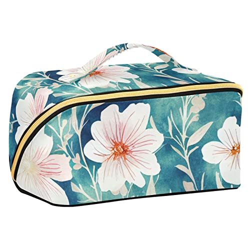 FRODOTGV Niedlicher botanischer Druck große Kapazität Reise Kosmetiktasche, Make-up-Tasche, tragbare Aufbewahrungstasche Kosmetiktasche, wasserdichte Kosmetiktasche für Frauen, Niedlicher botanischer von FRODOTGV