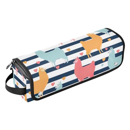 FRODOTGV Niedliches Lama-Muster, bunt, 2-in-1-Haar-Werkzeug-Organizer mit hitzebeständiger Matte, Tragetasche, flacher Lockenstab, wasserdichter Organizer für Glätteisen, Lockenstab und Haartrockner, von FRODOTGV