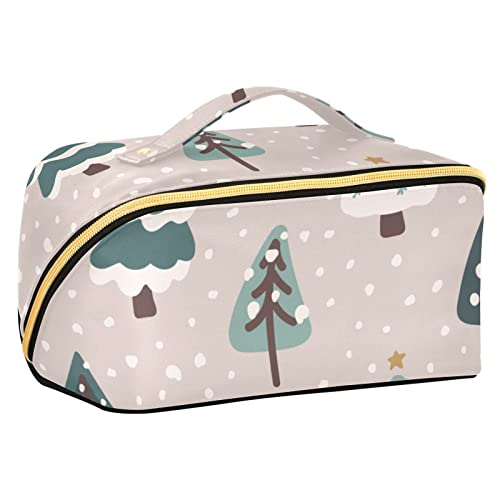 FRODOTGV Niedliches Weihnachtsbaum-Muster, große Kapazität, Make-up-Tasche, Reise-Kosmetiktasche, Make-up-Tasche, wasserdichte tragbare Make-up-Organizer-Tasche mit Griff und Trennwand, Niedliches von FRODOTGV