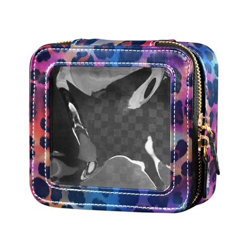 FRODOTGV Ocean Shark Masco Make-up-Tasche, wasserdicht, transparent, für Mädchen und Frauen, tragbarer Kosmetik-Organizer, Kulturbeutel, Holografischer Leopardenmuster auf Farbverlauf, Einheitsgröße von FRODOTGV