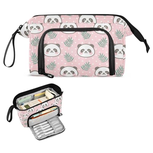 FRODOTGV Panda Face Rosa Federmäppchen Große Kapazität Schlank Federmäppchen Multifunktionales Federmäppchen für Kinder für Mädchen Kosmetik von FRODOTGV