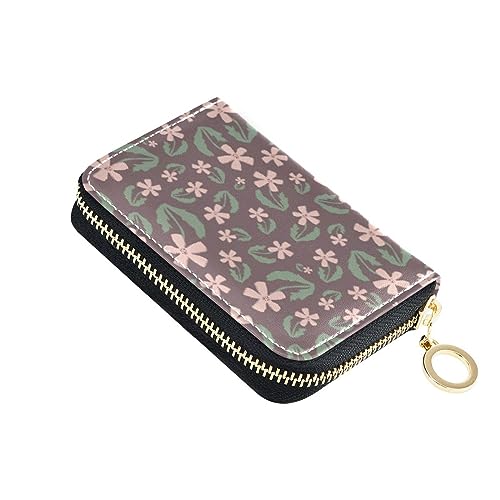 FRODOTGV Piknk Geldbörse mit Blumenmotiv, grüne Blätter, schmal, für Mädchen, RFID-Geldbörse, Leder, Reißverschluss, Geldorganizer, Piknk Flowers Green Leafs, 1 size, Classic von FRODOTGV