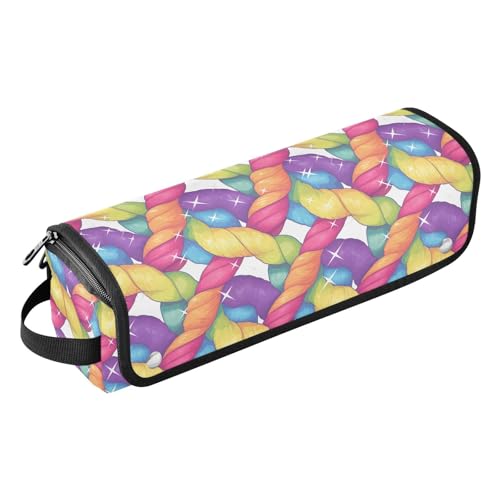 FRODOTGV Realistische Strick-Illustration, Regenbogen-Textur, Reisetasche für heiße Haare, mit hitzebeständiger Matte, große Organizer-Aufbewahrungstaschen für heiße Werkzeuge, Glätteisen von FRODOTGV