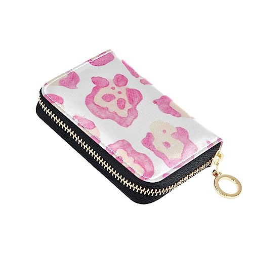 FRODOTGV Red Beauty Leopard Mini Card Case Wallet Girls Riskfree RFID Wallet Leather Zip Credit Card Slots for Travel, Aquarell, ästhetisch, einzigartig, mit Leopardenmuster, 1 size, Classic von FRODOTGV