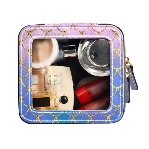 FRODOTGV Reise-Kulturbeutel, niedlich, Reise-Make-up-Tasche, transparent, Meerjungfrau, Fischschuppen, Leder, Organizer-Taschen, Meerjungfrau Fischschuppen, 1 Size von FRODOTGV