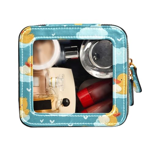 FRODOTGV Reise-Kulturbeutel, wasserdicht, Motiv: Enten und Wolken, transparent, Make-up-Tasche für Geldbörse, Kosmetik-Organizer, Blau / Grün, Blau-grüne Enten Wolken, 1 Size von FRODOTGV