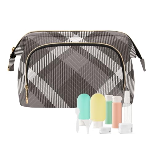 FRODOTGV Reisetasche, schwarz-weißes Karomuster, Reisetaschen für Damen, tragbare Damen-Geldbörse mit Münzgeldbörse, Make-up-Organizer, Schwarz-weißes Karomuster, 1 Size von FRODOTGV