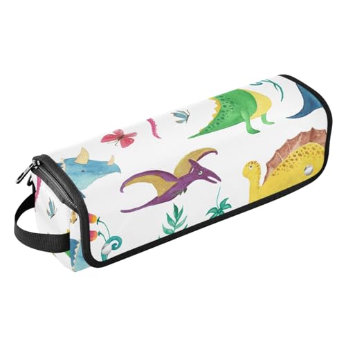 FRODOTGV Reisetasche für Haare, Heizwerkzeug, Reisetasche, Organizer mit hitzebeständigem Pad für Lockenstab Glätteisen, flacher Haartrockner, Aquarell-Malmuster, niedliche Dinosaurier, von FRODOTGV