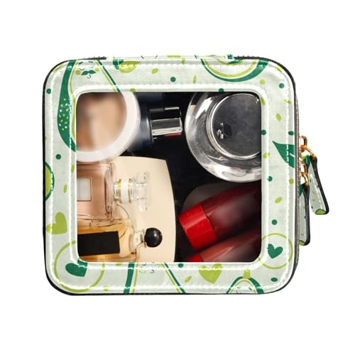 FRODOTGV Reisetasche mit lächelnden Avocado-Früchten, halbiert, transparent, klein, Make-up-Tasche für Geldbörse, Make-up-Tasche, Organizer, Smiling Avocado Tropical Fruit Halves, 1 Size von FRODOTGV