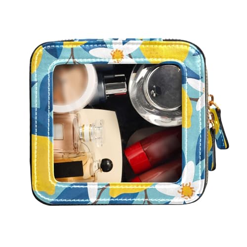 FRODOTGV Reisetasche mit tropischem Muster, gelbe Zitronen, Obst, für Toilettenartikel, wasserdicht, transparent, Make-up-Tasche, Leder-Organizer-Taschen, Tropisches Muster, gelbe Zitronen, Früchte, 1 von FRODOTGV