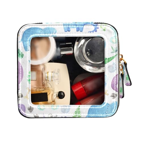 FRODOTGV Reisetaschen für Toilettenartikel, transparent, Make-up-Tasche, Aquarellfarben, niedliche kleine Dinosaurier, Leder-Organizer-Taschen, Niedliche kleine Dinosaurier, 1 Size von FRODOTGV
