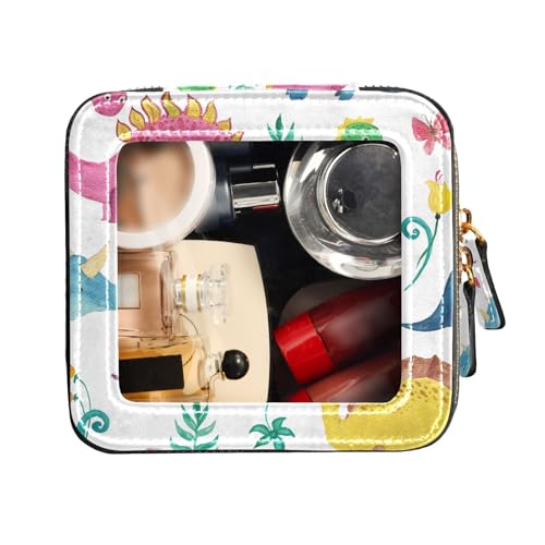 FRODOTGV Reisetaschen für Toilettenartikel, transparent, Reise-Make-up-Tasche, Aquarell-Malerei, niedlicher Dinosaurier, tragbarer Make-up-Organizer, Aquarell-Malmuster, niedliche Dinosaurier, 1 Size von FRODOTGV