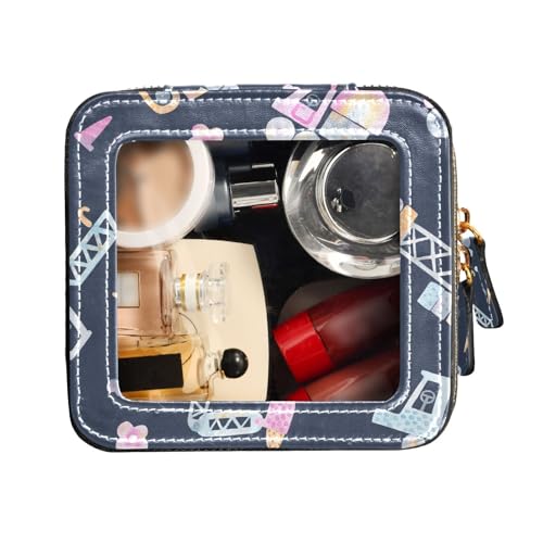 FRODOTGV Reisetaschen für Toilettenartikel, transparente Make-up-Tasche für Geldbörse, Spielzeugautos, dunkles Leder, Spielzeugautos, dunkel, 1 Size von FRODOTGV
