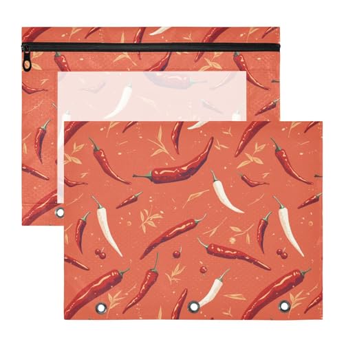 FRODOTGV Retro Peppers Binder Pouches Portable Pocket Folders for 3 Rings Binder 2 Pack Teacher Class Supplies von FRODOTGV
