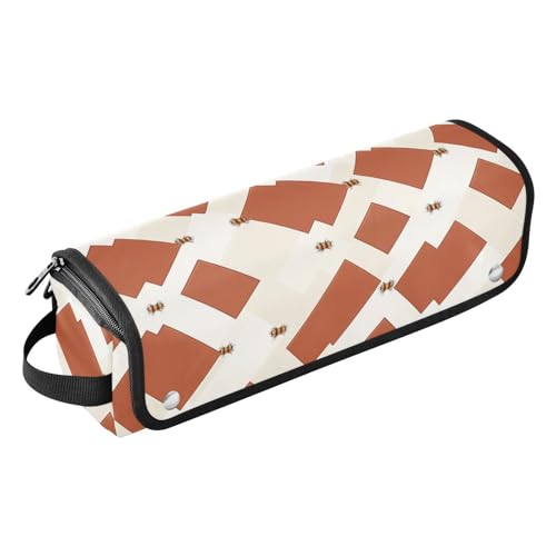 FRODOTGV Rhomboid weiße Terrakotta-Bienen-Werkzeugtasche mit herausnehmbarer, hitzebeständiger Matte, für Damen, Aufbewahrung, wasserdicht, Reiseetui, tragbarer Organizer, 1 Size von FRODOTGV