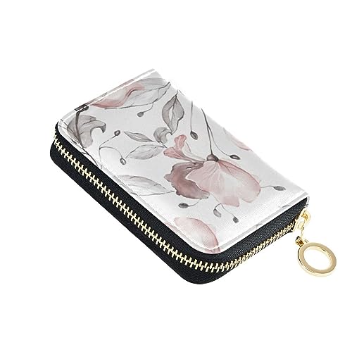 FRODOTGV Rosa Blumen Moderne kleine Kartenhalter Geldbörse für Frauen risikofrei RFID-Kartenhalter Leder Reißverschlusstasche Geldbörse, Rosa Blumen, zeitgenössisch, 1 size, Classic von FRODOTGV