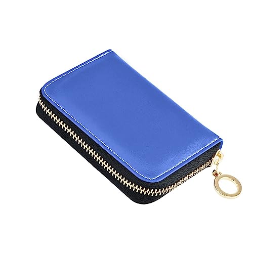 FRODOTGV Royal Blue Plain Mini Card Wallets Girls Riskfree RFID Blocking Wallets Leather Zip Pocket Wallet for Travel, Königsblau, einfarbig, 1 size, Classic von FRODOTGV