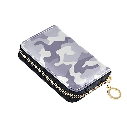 FRODOTGV Schlankes Kartenetui für Mädchen, Tarnmuster, RFID-blockierend, Leder, Reißverschluss, für Reisen, Aquablau, Aqua Blue Camo, 1 size, Classic von FRODOTGV