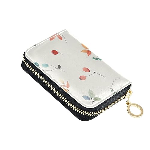 FRODOTGV Skandinavisches Kreditkartenetui für Mädchen, sichere RFID-Geldbörse, Leder, Reißverschluss, Kreditkartenfächer, Blumenmuster, Beige, Floral Beige Skandinavisch, 1 size, Classic von FRODOTGV