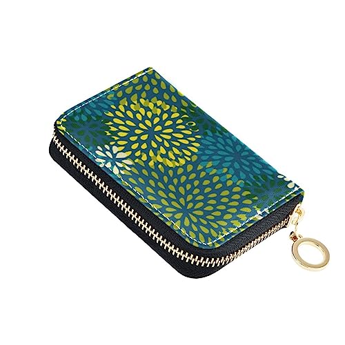 FRODOTGV Skandinavisches Mini-Kreditkartenetui für Damen, mit grünem Medaillon, Blumenmotiv, sicherer RFID-Kartenhalter, Leder, Reißverschlusstasche, Grünes Medaillon, 1 size, Classic von FRODOTGV