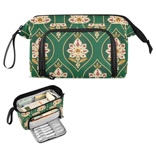 FRODOTGV Skurrile Blumen Suzani Tribal Stil Federmäppchen Große Kapazität Schreibwarentasche mit Fach Schulbedarf für Teenager Mädchen für Kinder Mittelschule von FRODOTGV