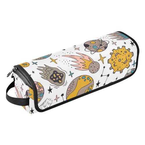 FRODOTGV Space Planets 2-in-1 Haarwerkzeug-Organizer und hitzebeständige Matte mit Reißverschluss, Heizwerkzeuge, Reisetasche, Organizer für Glätteisen, Lockenstäbe, Weltraum-Planeten, 1 Size von FRODOTGV