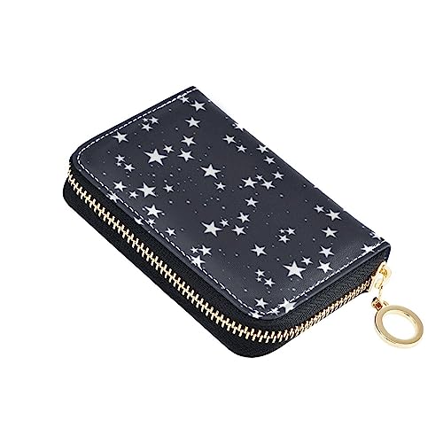 FRODOTGV Star Dark Sky Mini-Geldbörse, Kartenhalter für Mädchen, risikofrei, RFID-blockierend, Leder, Reißverschlusstasche, Geldbörse, Star Dark Sky Black, 1 size, Classic von FRODOTGV