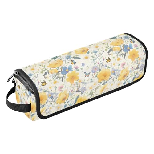 FRODOTGV Süße gelbe Gummienten Entchen Seife Damen 2-in-1 Lockenstab Reiseetui Abnehmbare offene flache Taschen und hitzebeständige Matte mit Reißverschluss für Glätteisen flacher Haartrockner von FRODOTGV