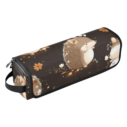 FRODOTGV Süßer Igel Braun 2-in-1 Lockenstab Reisetasche mit hitzebeständiger Matte Frauen Essentials Aufbewahrung Lockenstab Reisehalter Aufbewahrungstasche von FRODOTGV