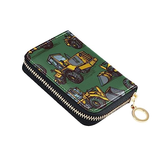 FRODOTGV Tractors Green Slim Card Wallet for Girl Safe RFID Card Holder Leather Zip Pocket Wallet, Traktoren grün, Einheitsgröße, Classic von FRODOTGV