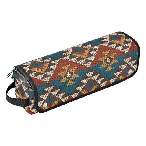 FRODOTGV Traditionelle Tribal-Aztekenhaar-Werkzeug-Reisetasche mit herausnehmbarer, hitzebeständiger Matte, Reisetasche für Damen, Heizwerkzeuge, Reisetasche, Traditioneller Tribal-Aztekenmuster, 1 von FRODOTGV