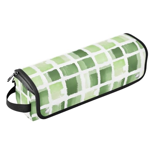 FRODOTGV Tragbare Damen-Lockenstab-Reisetasche mit hitzebeständiger Matte, Zubehör-Organizer für heiße Werkzeuge, Glätteisen, Haarvolumizer, Styler, Büffelkariert, Grün von FRODOTGV