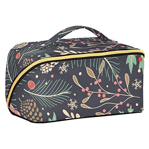 FRODOTGV Tragbare Reise-Make-up-Tasche mit weihnachtlichem Muster, große Kapazität, Reise-Kosmetiktasche, Reise-Kulturbeutel, wasserdichte Make-up-Tasche, Make-up-Organizer-Tasche mit Griff und von FRODOTGV