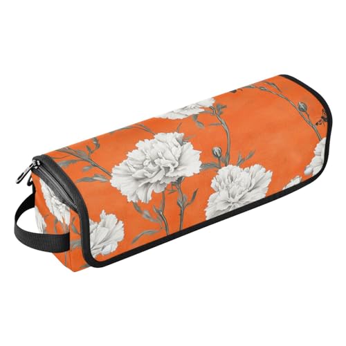 FRODOTGV Tragbarer 2-in-1-Lockenstab für Damen, Reiseetui mit hitzebeständigem Polster, offene flache Taschen für Glätteisen, heiße Werkzeuge und Haarpflege-Accessoires, Vintage-Hyazinthen, Weiß, 16 von FRODOTGV