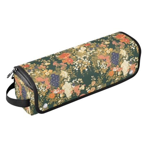 FRODOTGV Tragbarer Lockenstab für Damen, Reisetasche mit Eisenmatte, Haarstyling-Zubehör, Organizer für Glätteisen, Glätteisen, Märchen-Retro-Pilze und Schnecken, Bunte kleine Liberty Blooming auf von FRODOTGV